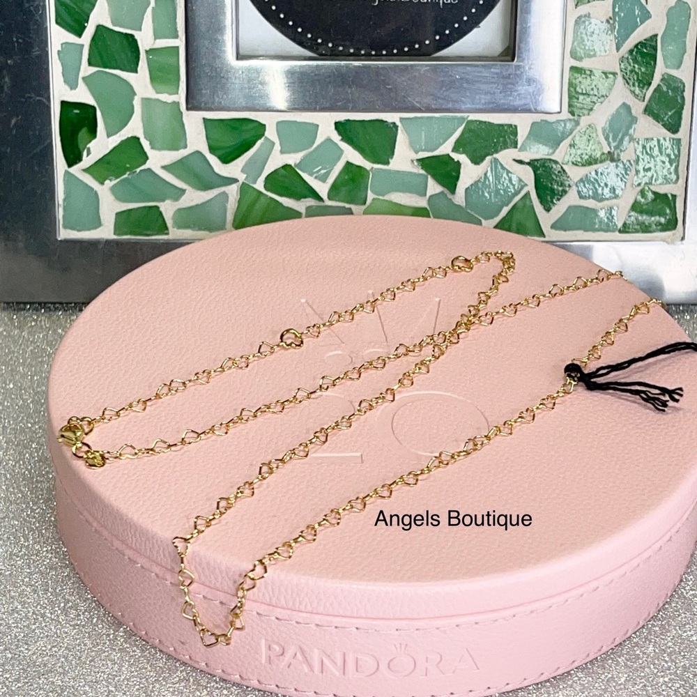 New Pandora Shine Joined Hearts Necklace